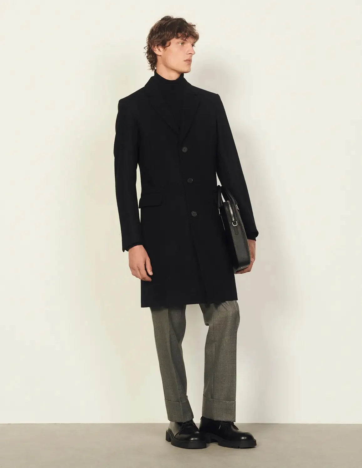 Shop Black Wool Coat for Man
