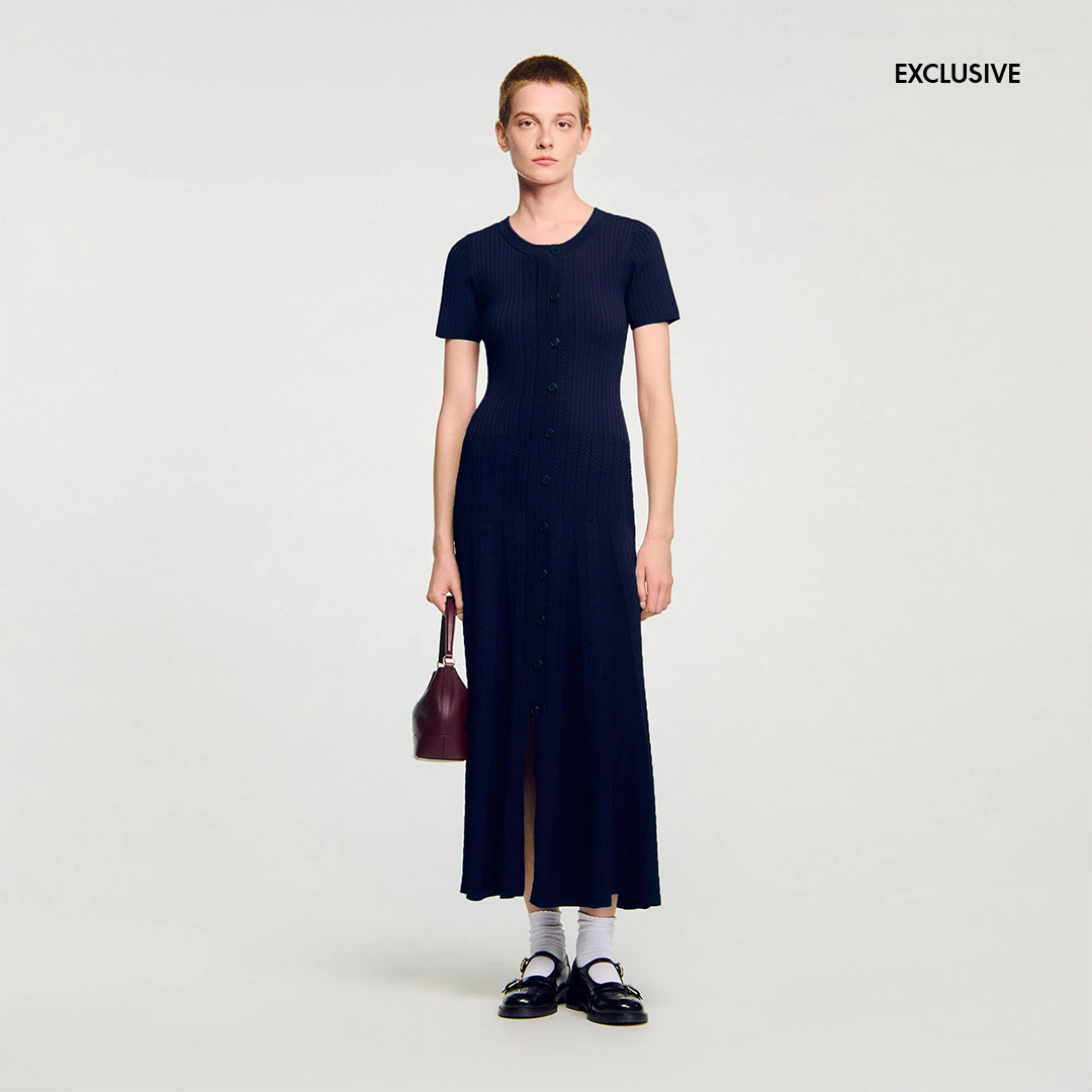 Milla Knit Maxi Dress Navy Blue