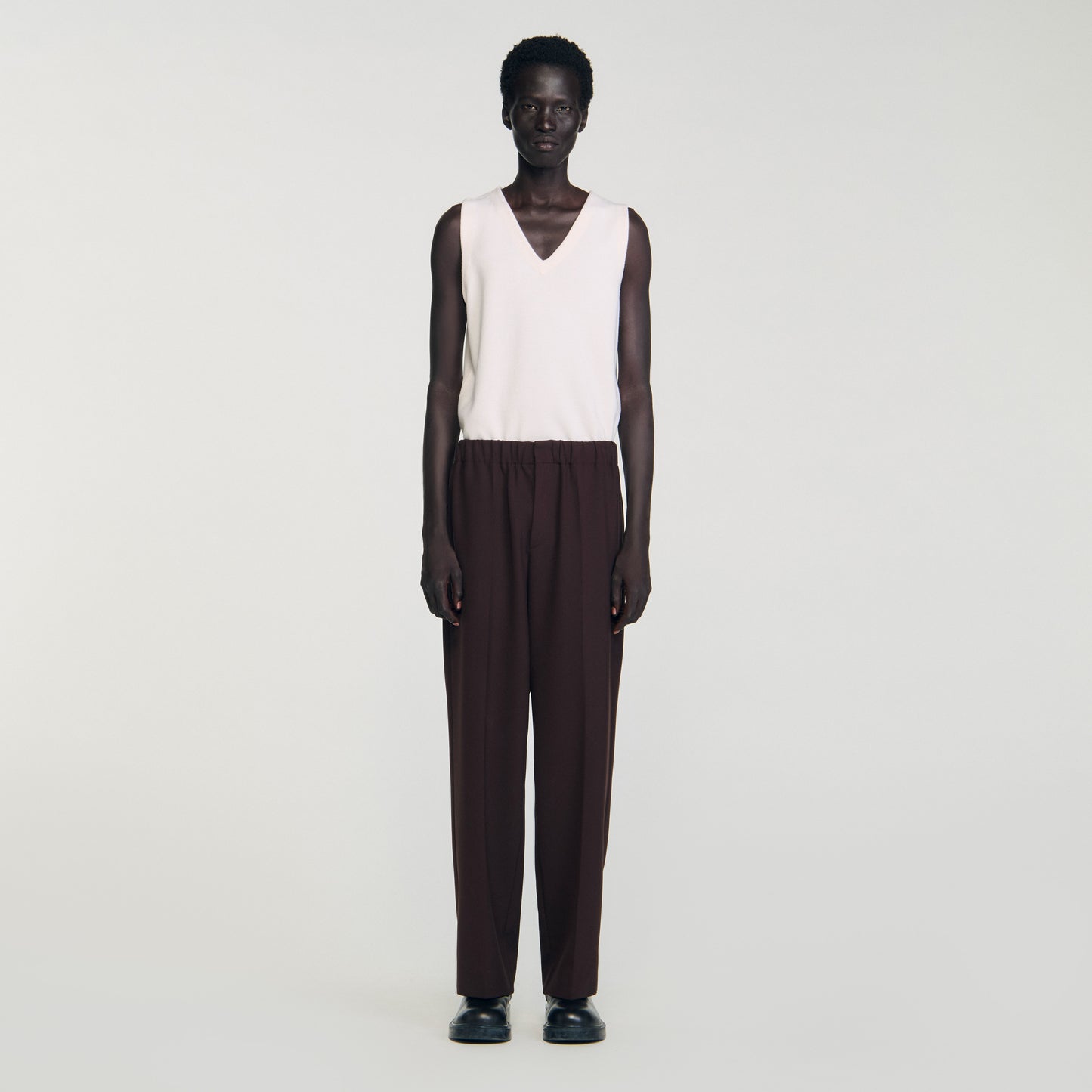 Large Jersey Wide-Leg Trousers Chocolate