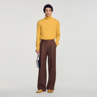 Mode Flannel Wide-leg wool suit trousers Brown