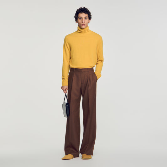 Mode Flannel Wide-leg wool suit trousers Brown
