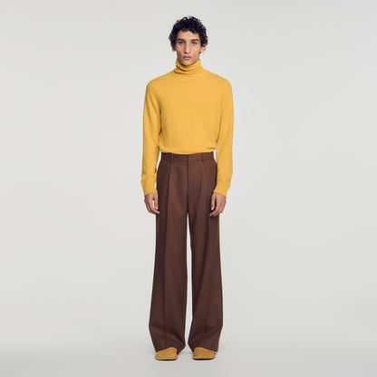 Mode Flannel Wide-leg wool suit trousers Brown