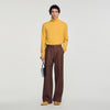 Mode Flannel Wide-leg wool suit trousers Brown