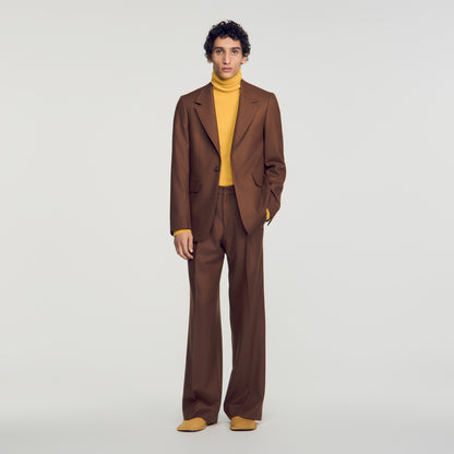 Mode Flannel Loose wool suit jacket Brown
