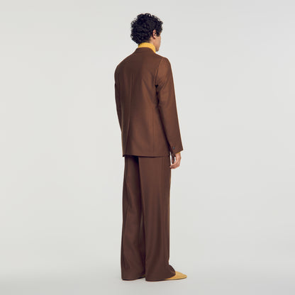 Mode Flannel Loose wool suit jacket Brown