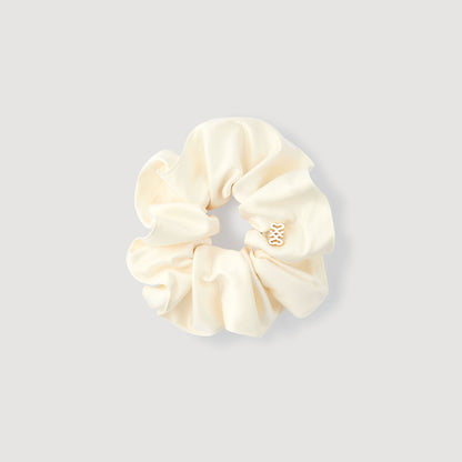 Chouchou Plain Satin-Effect Scrunchie Ecru