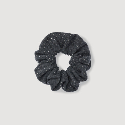 Chouchou Rhinestone Knit Scrunchie Charcoal Grey