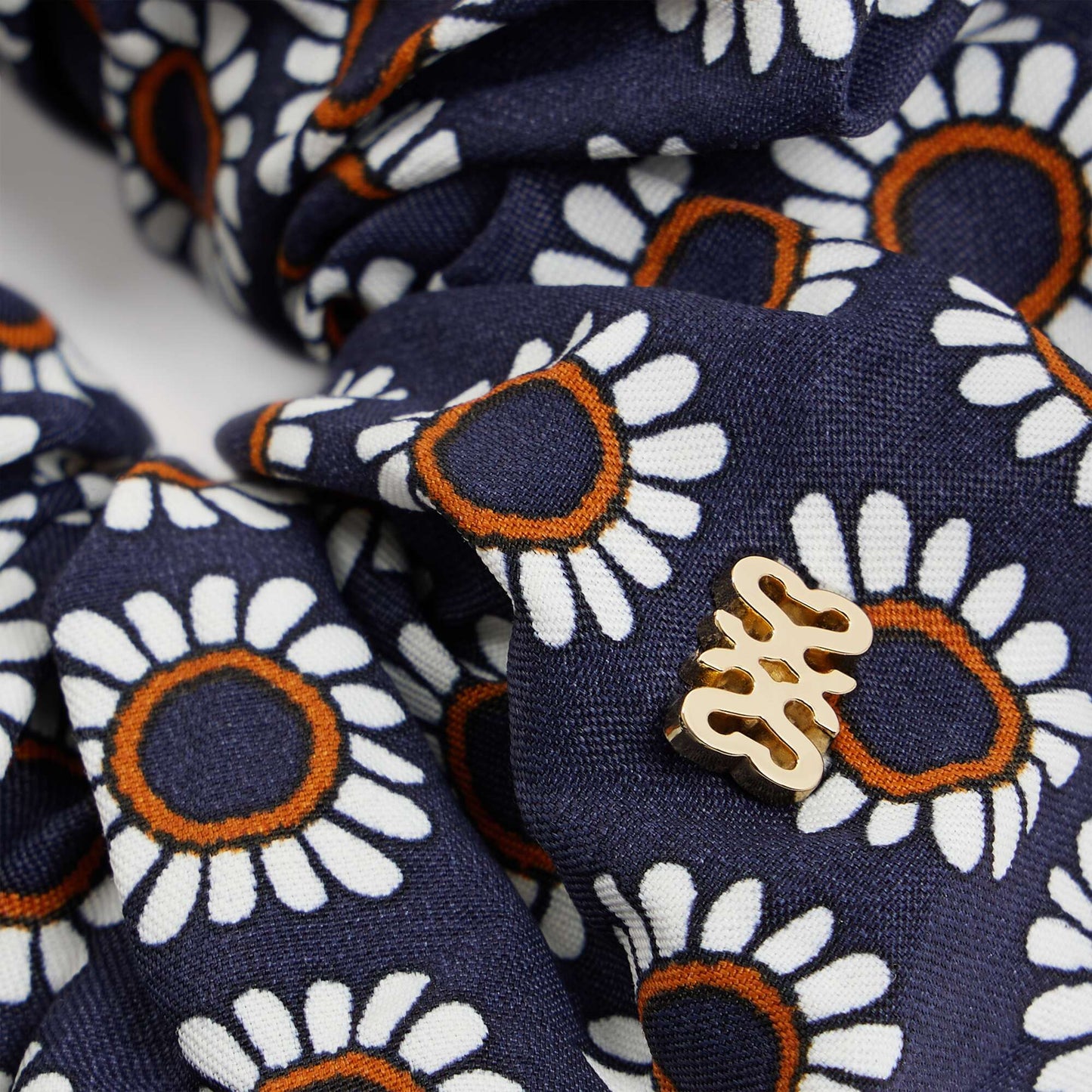 Chouchou Floral Scrunchie Deep Blue / Ocher
