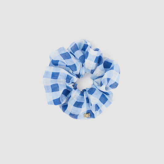 Chouchou Gingham Scrunchie Blu / White