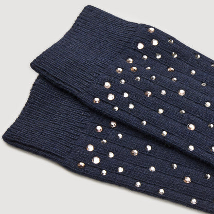 Rhinestone Socks Navy Blue