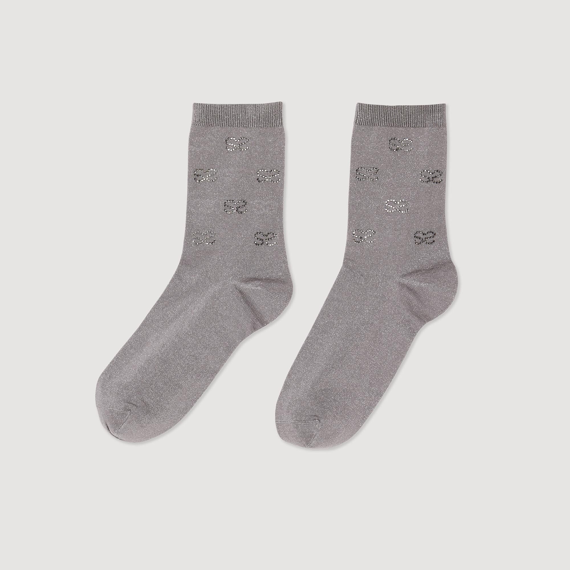 Rhinestone Socks Grey
