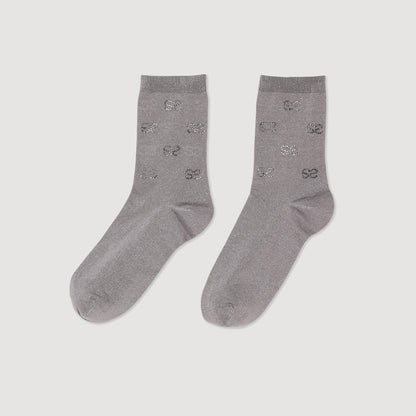 Rhinestone Socks Grey
