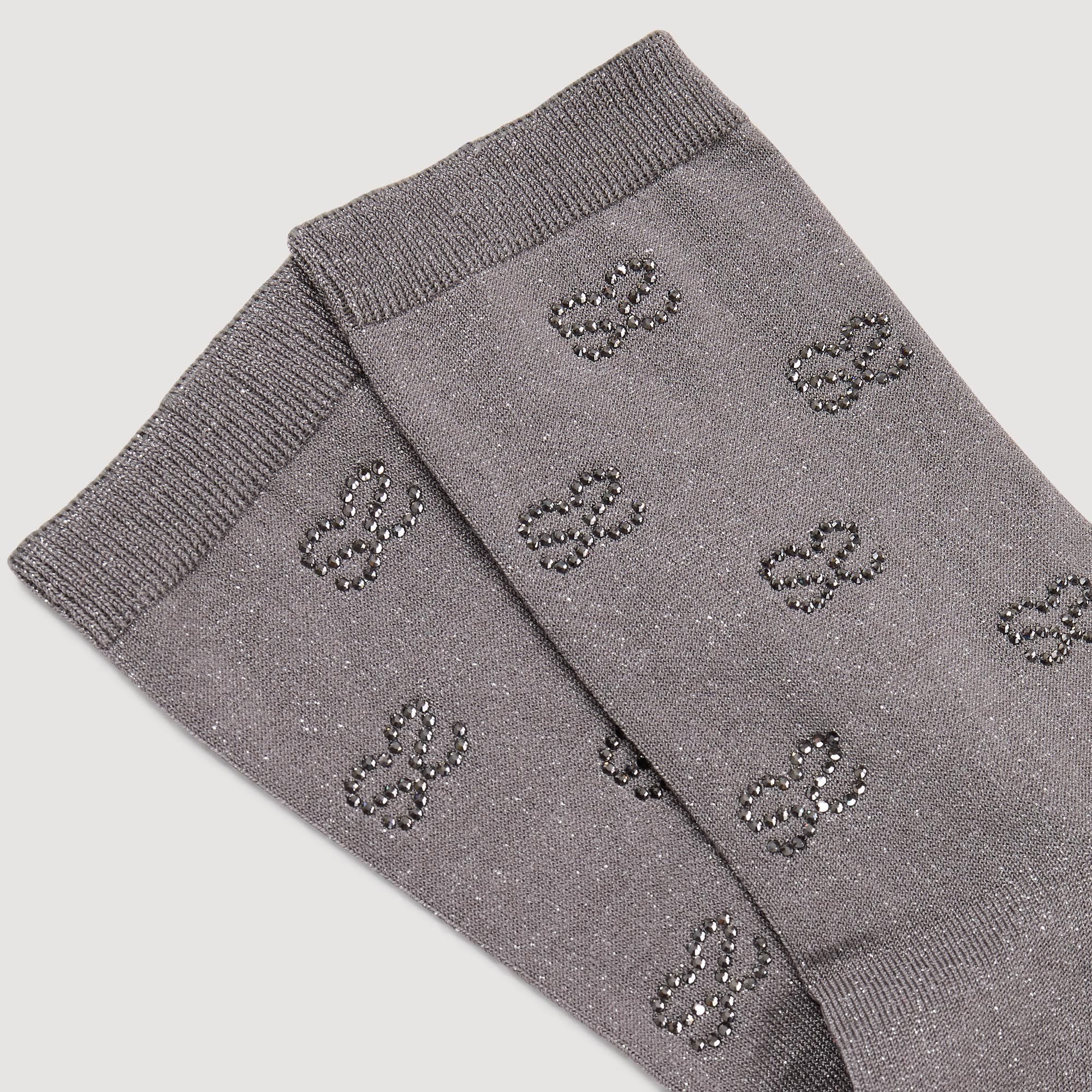 Rhinestone Socks Grey