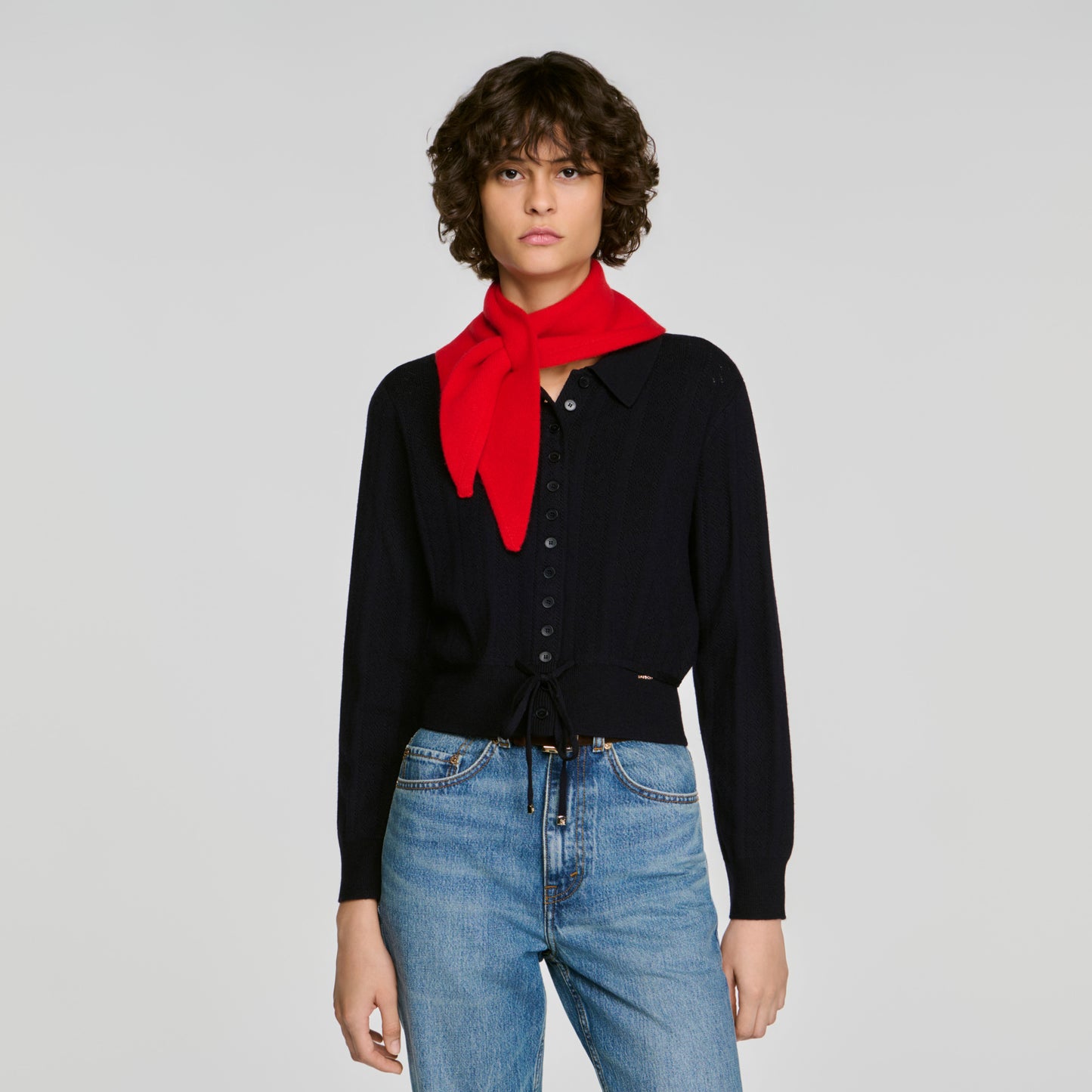 Shani Tie-up wool bandana Red