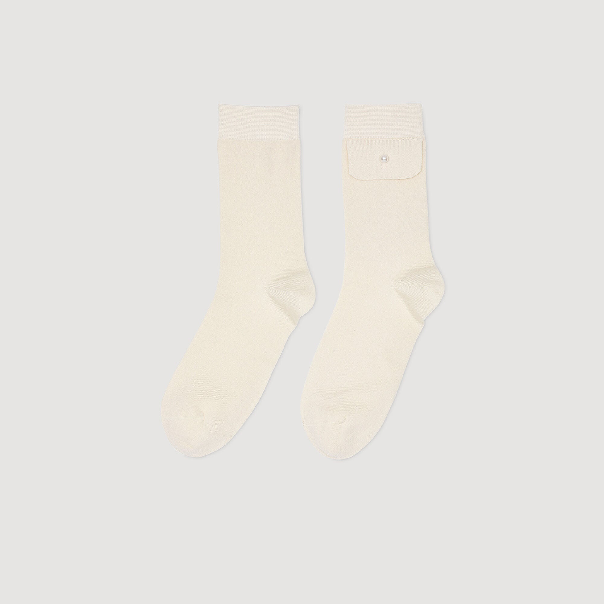Socks With Bead Detail Ecru