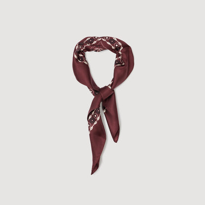 Scarf Silk Bandana Print Scarf Bordeaux