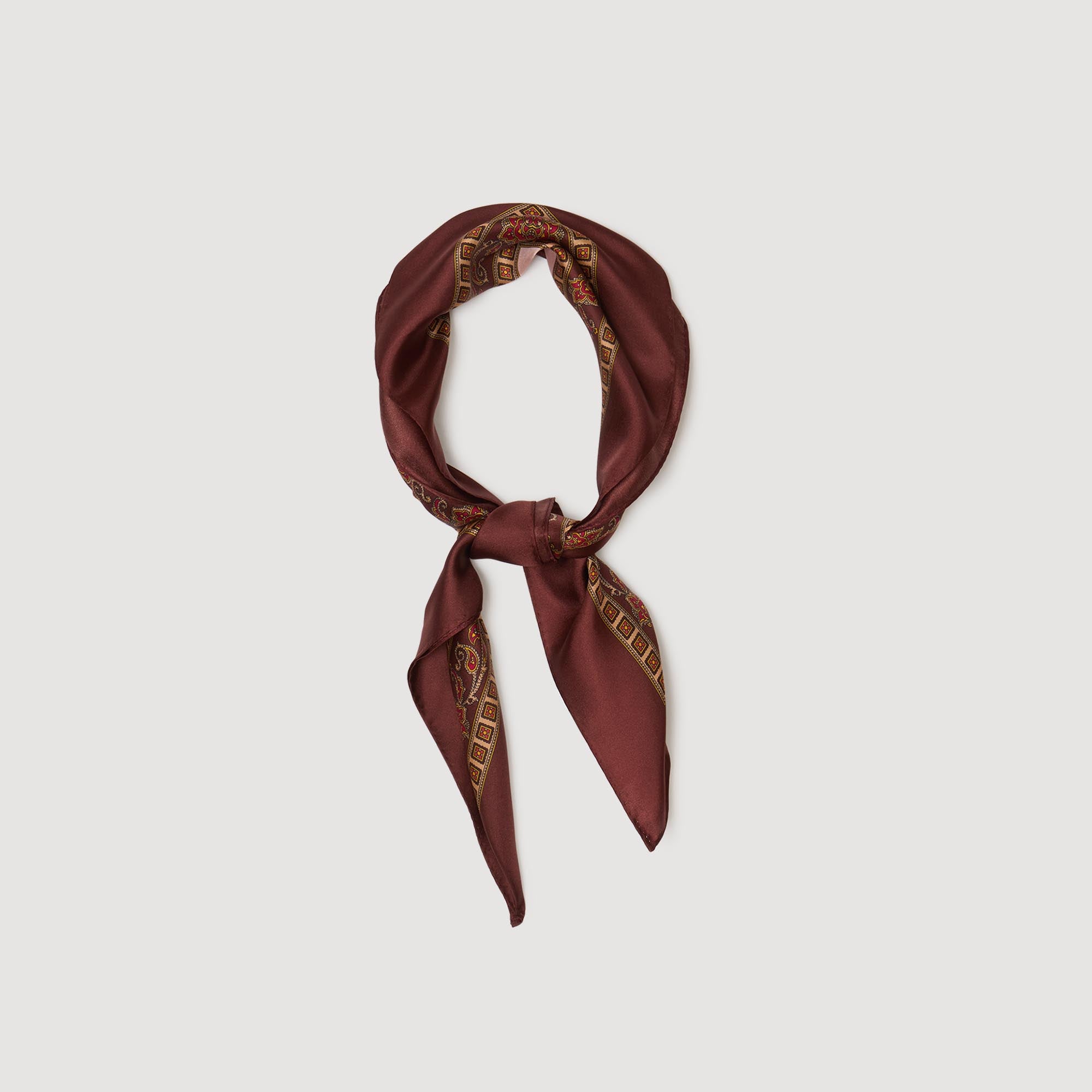 Alize Placed Print Scarf Nude / Bordeaux