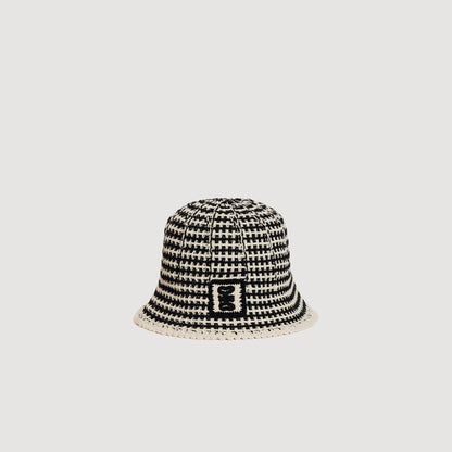 Boby Crochet-Knit Bucket Hat Ecru / Black