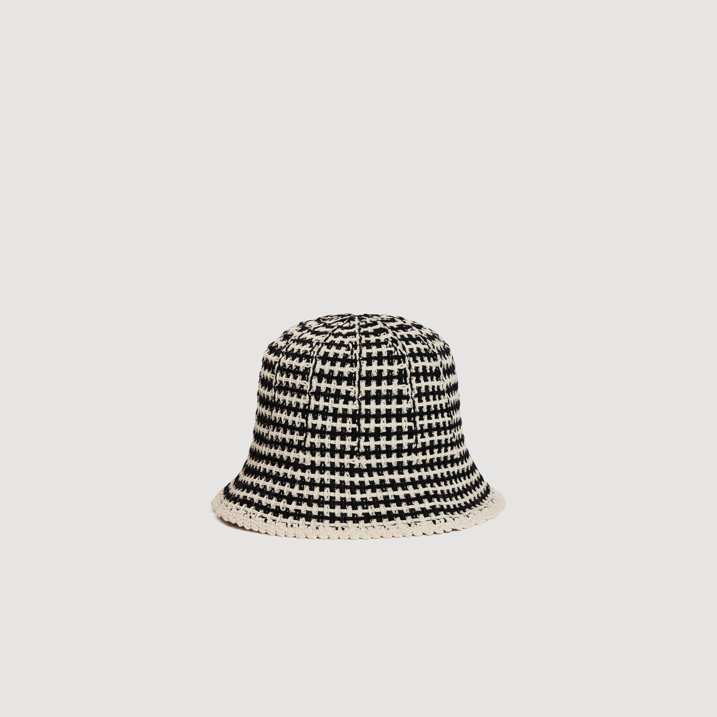 Boby Crochet-Knit Bucket Hat Ecru / Black