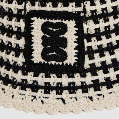 Boby Crochet-Knit Bucket Hat Ecru / Black