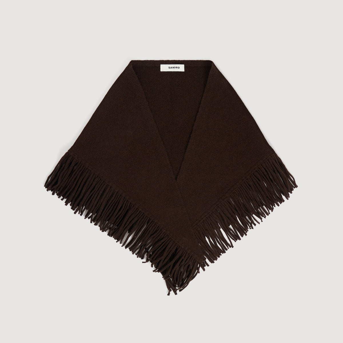 Oli Fringed wool triangle scarf Brown
