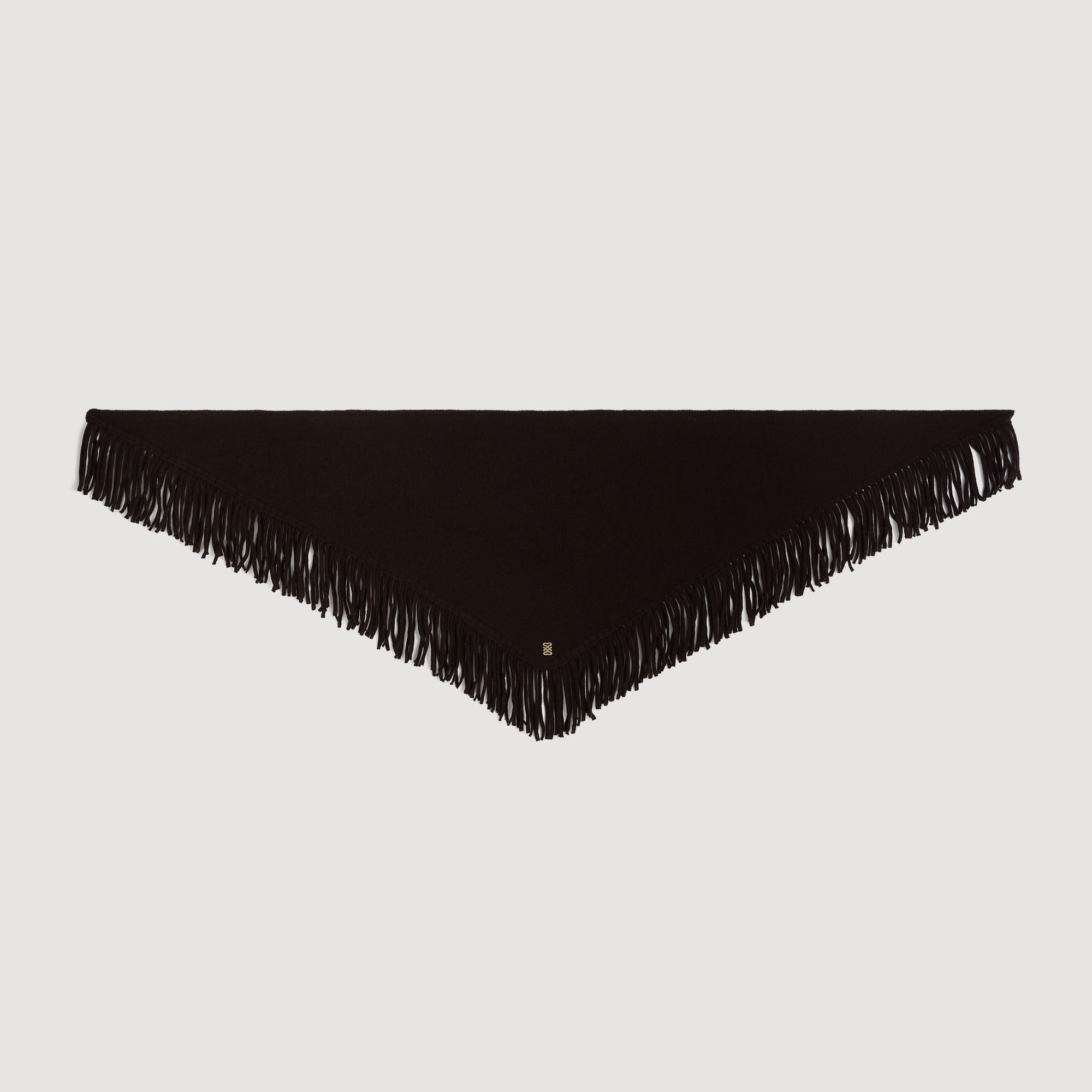 Oli Fringed wool triangle scarf Brown
