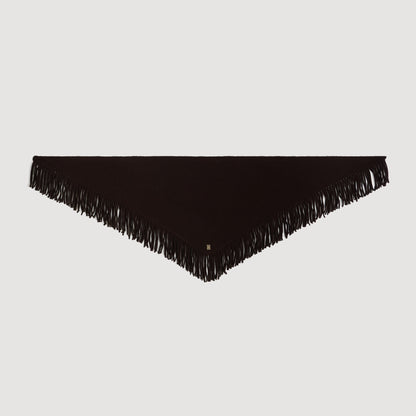Oli Fringed wool triangle scarf Brown