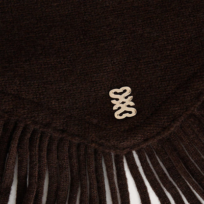 Oli Fringed wool triangle scarf Brown