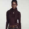 Oli Fringed wool triangle scarf Brown