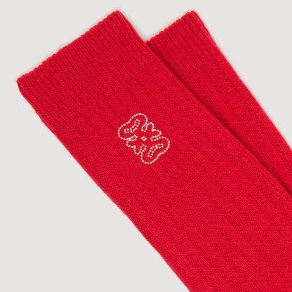 Orelle Ribbed logo socks Red