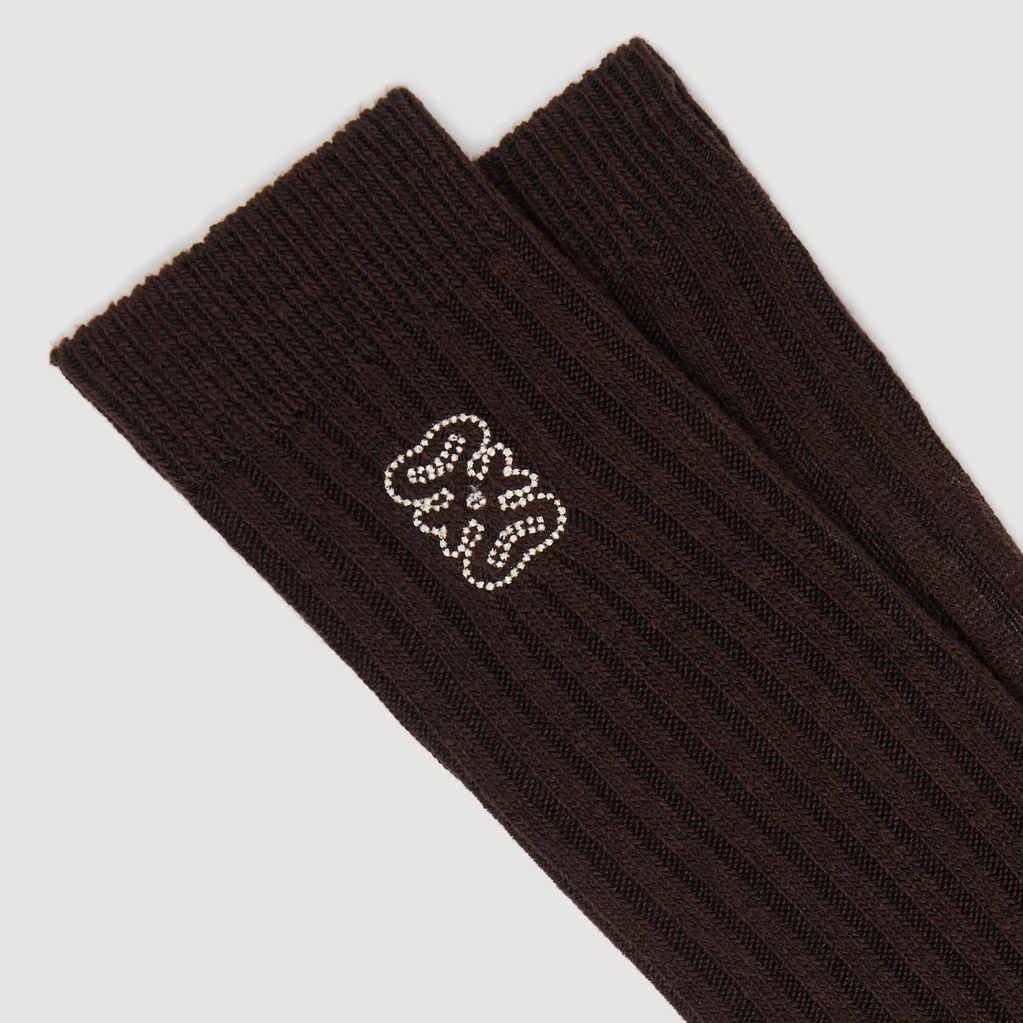 Orelle Ribbed logo socks Black Brown