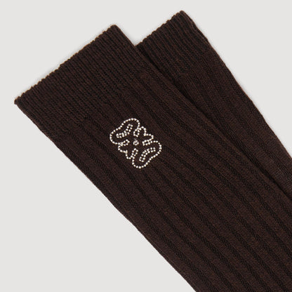 Orelle Ribbed logo socks Black Brown