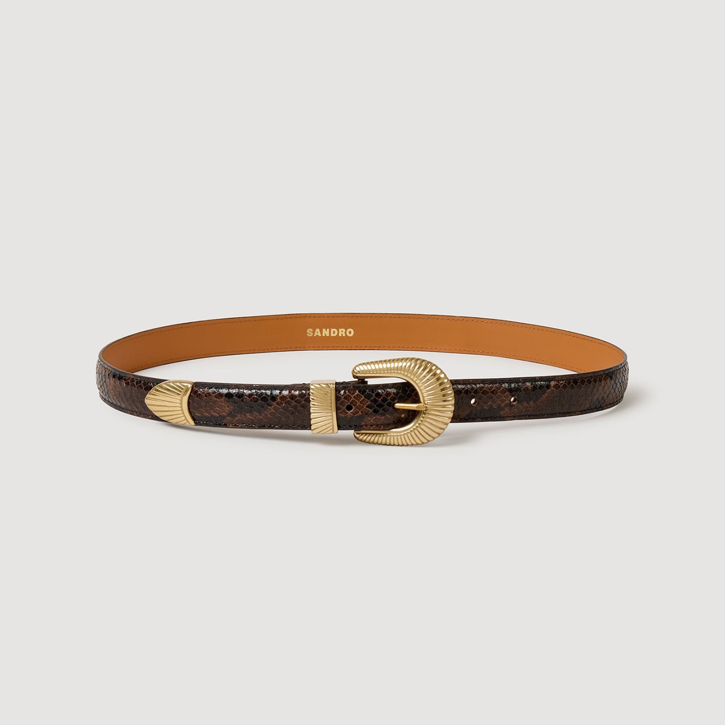 Eve Belt Python-Effect Leather Belt Black Brown