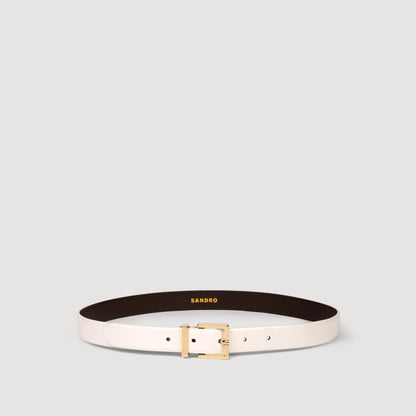 La Palais Royal Smooth Leather Belt Metal Buckle White