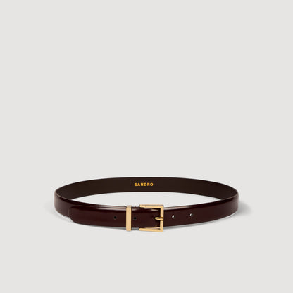 La Palais Royal Smooth Leather Belt Metal Buckle Bordeaux