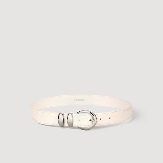 Ornella Belt Leather Belt With Metal Buckle White
