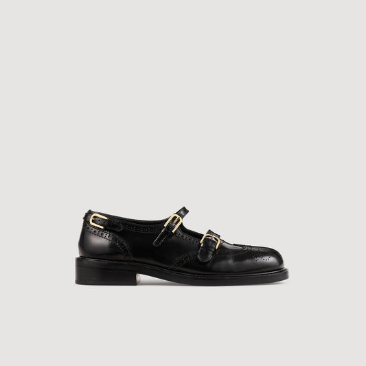 Multi-Buckle Open Derbies Black