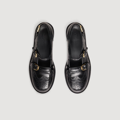 Multi-Buckle Open Derbies Black