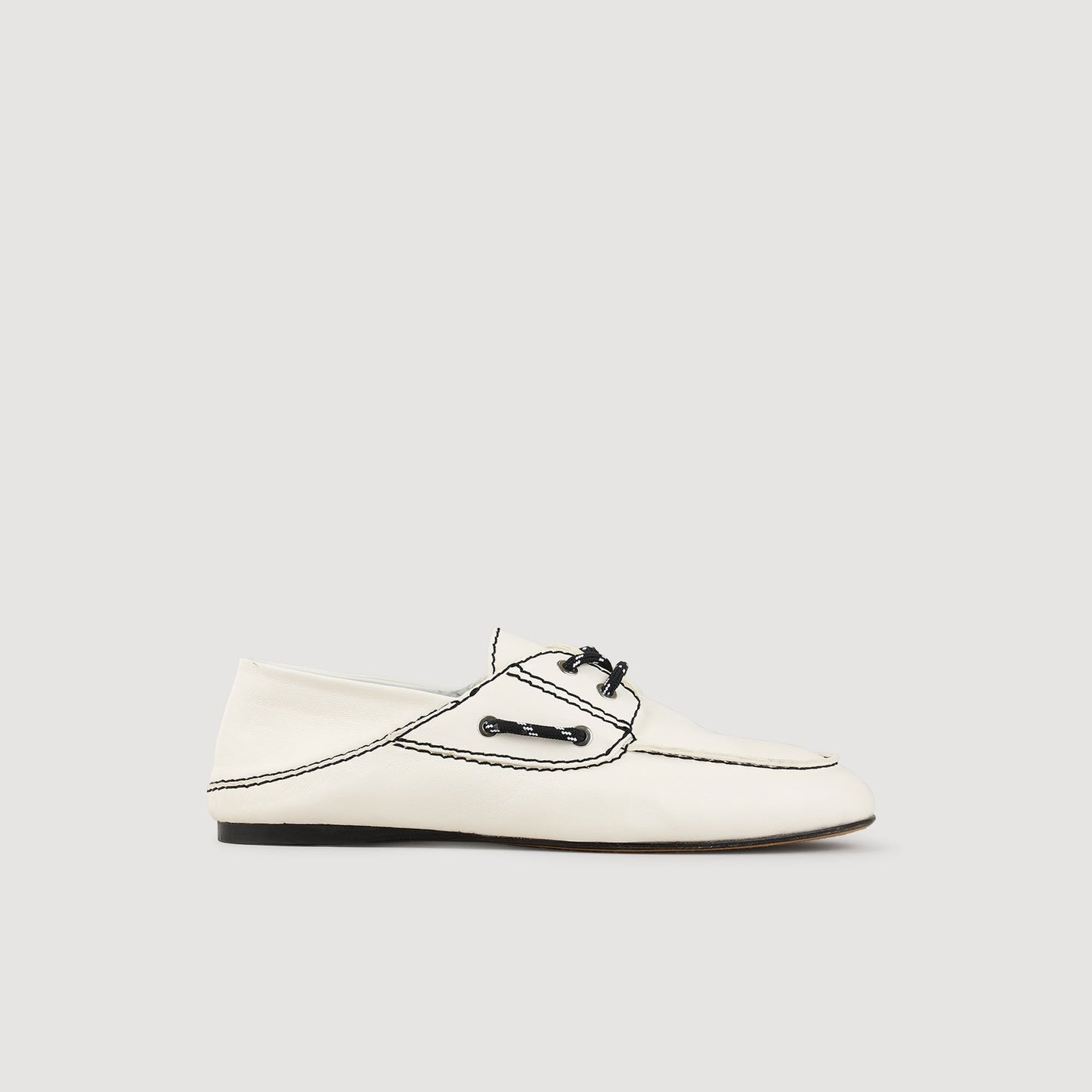 Leather Boat Shoe Loafers White