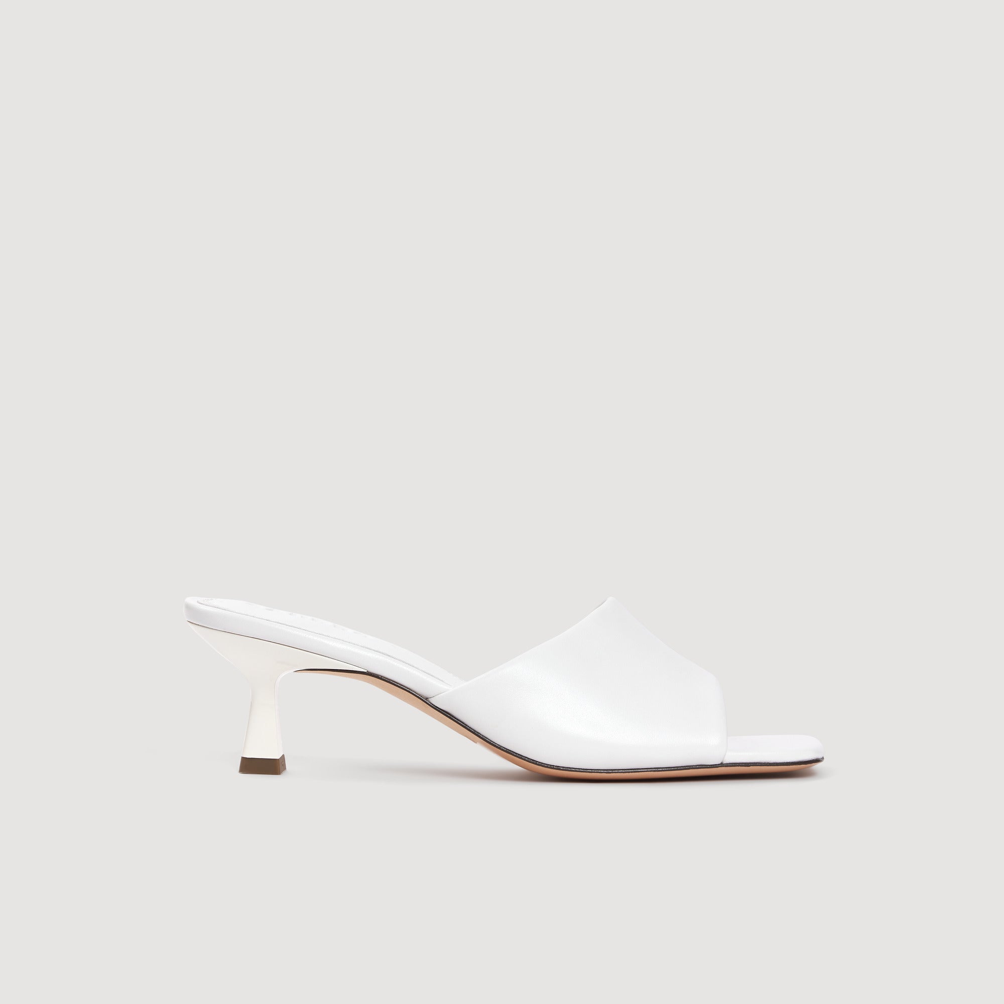 Heeled Leather Sandals White