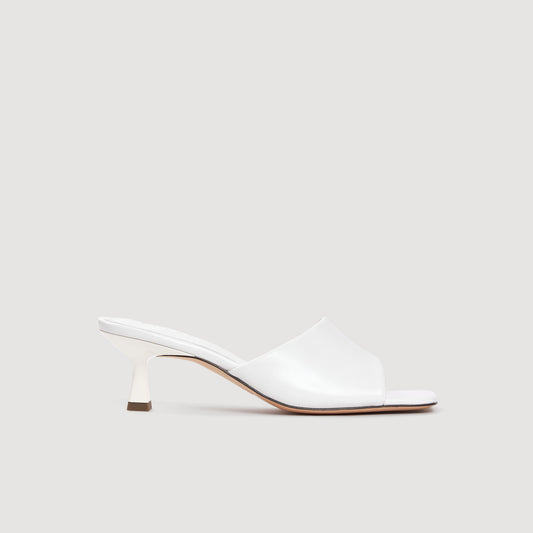 Lovely Heeled Leather Sandals White