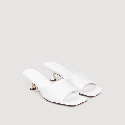 Heeled Leather Sandals White