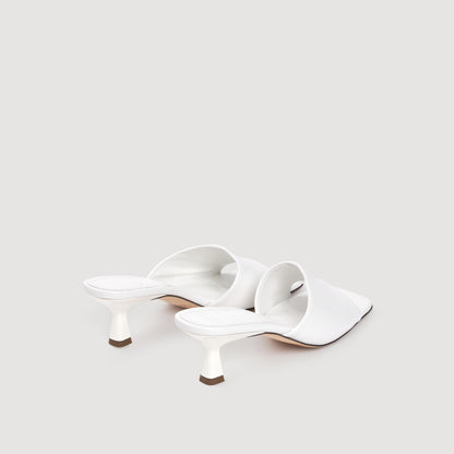 Heeled Leather Sandals White