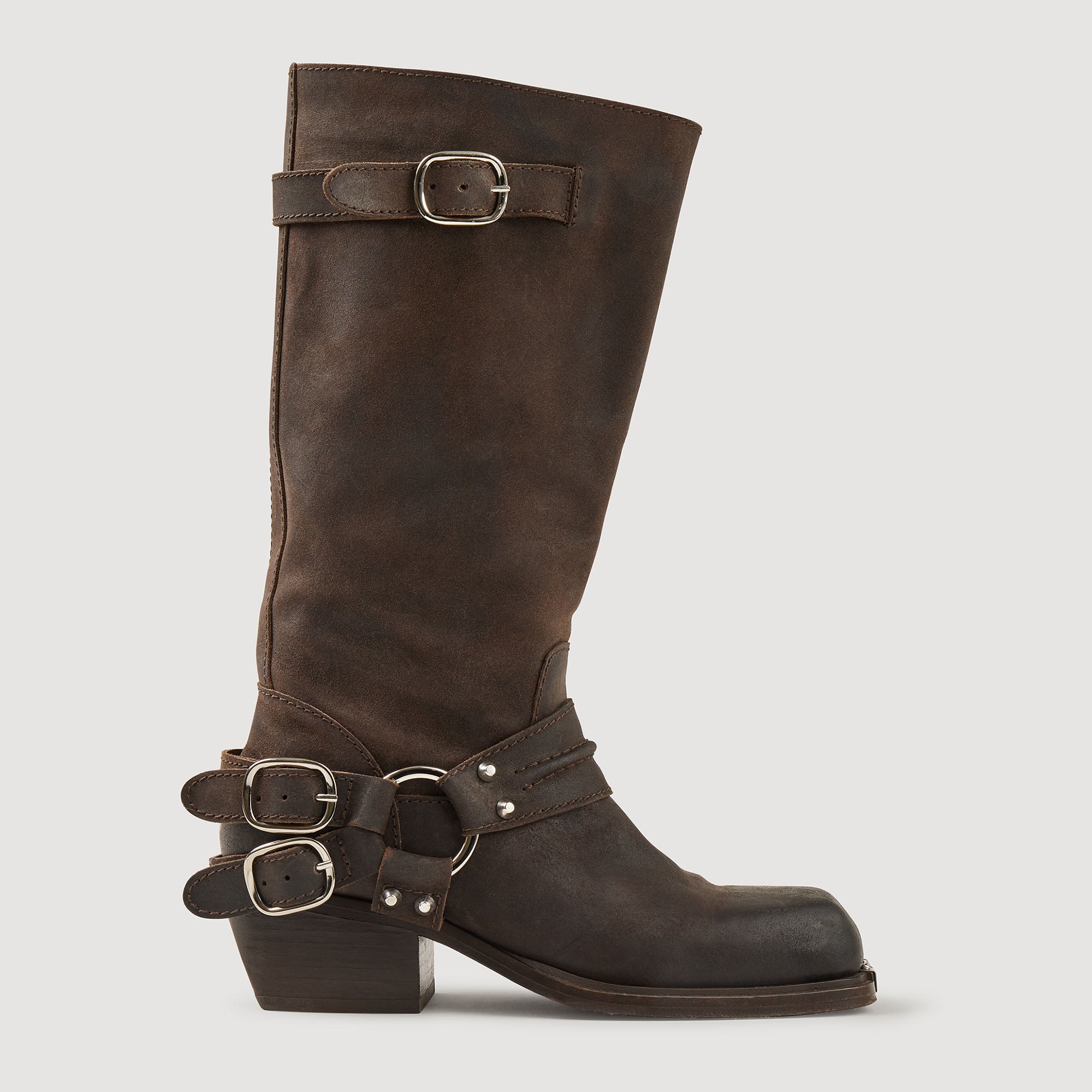 Camden Leather Buckle Boots Brown