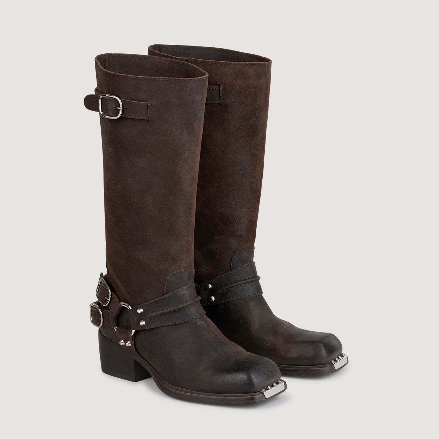 Camden Leather Buckle Boots Brown