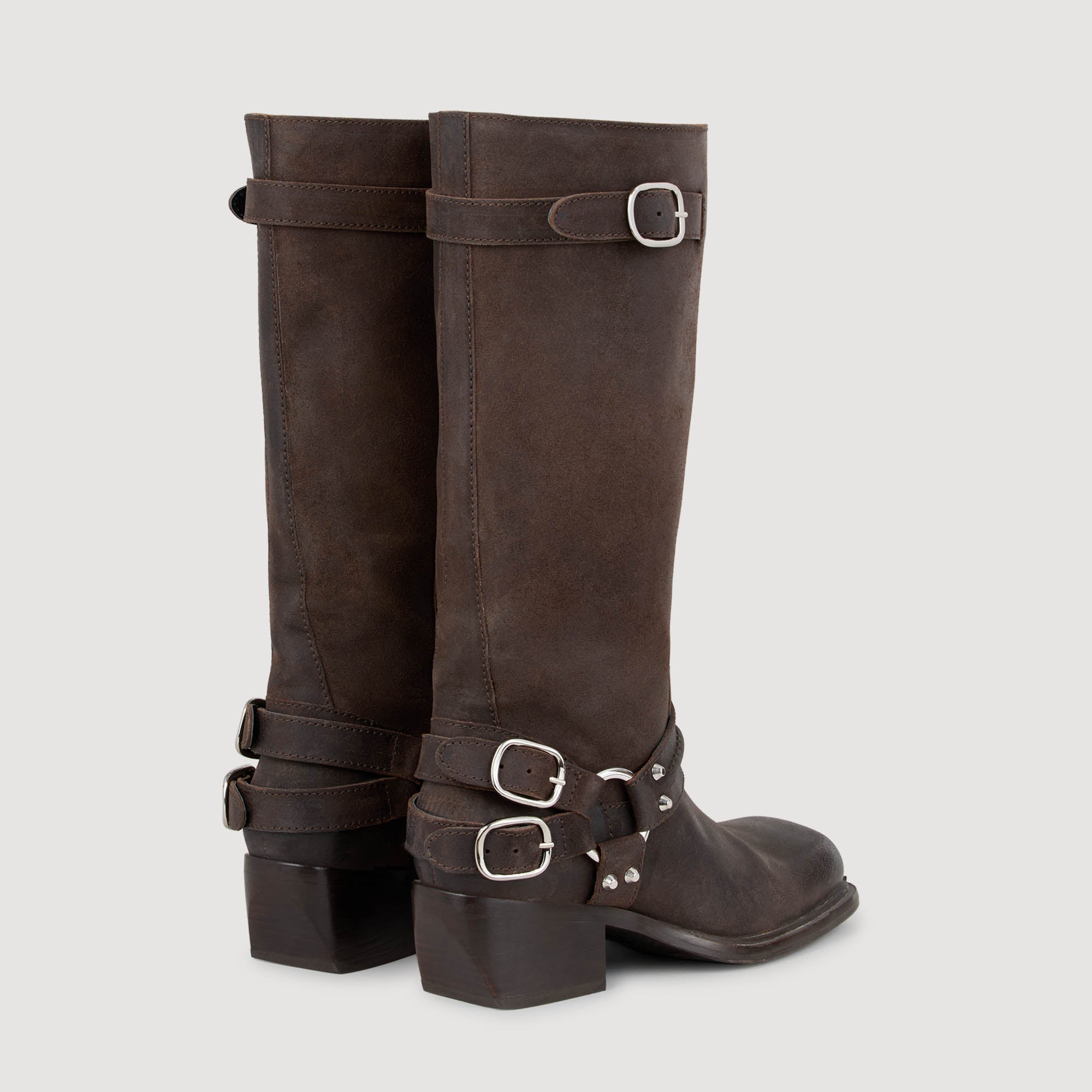 Camden Leather Buckle Boots Brown
