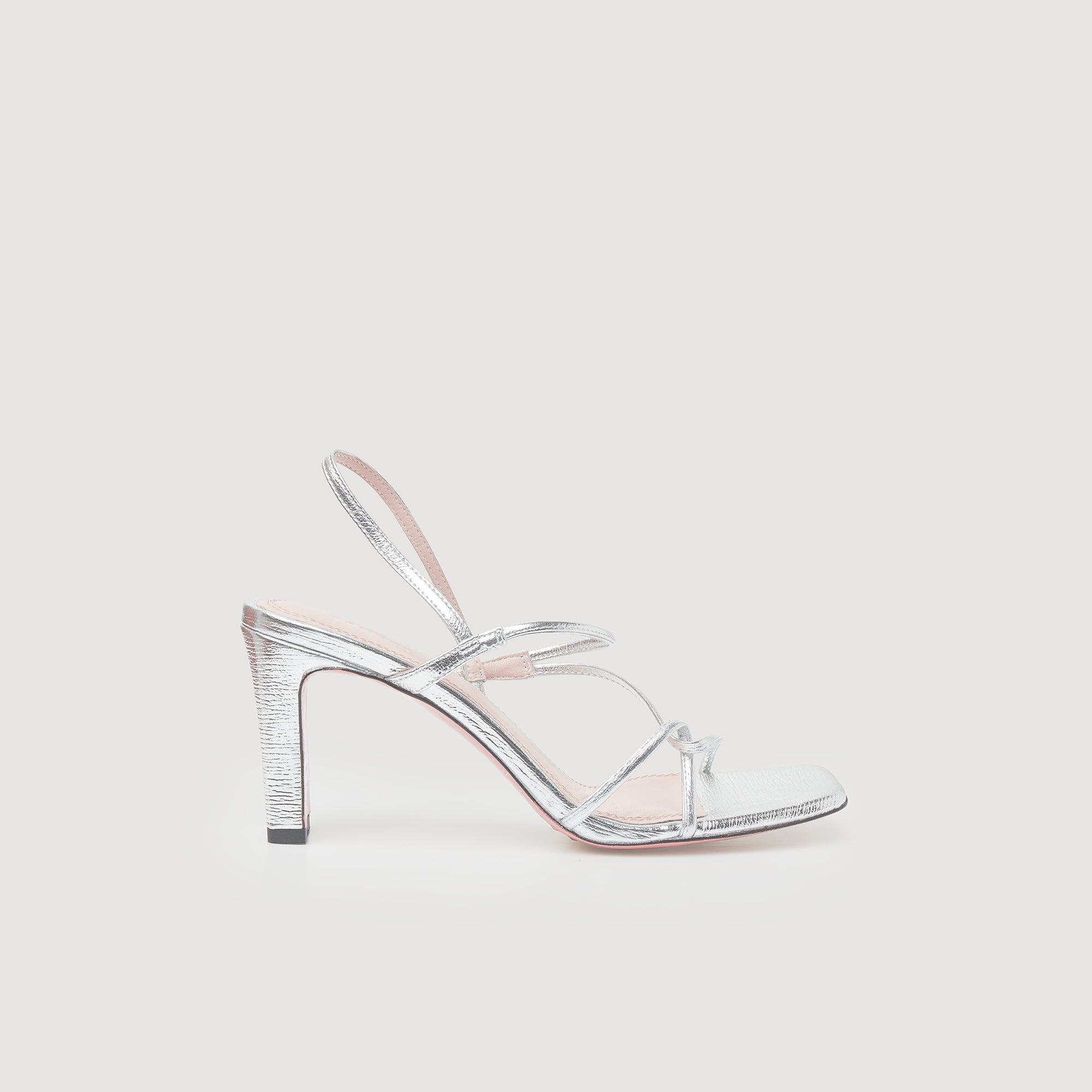 Fayesilver Leather Sandals With A Wide Heel Silver