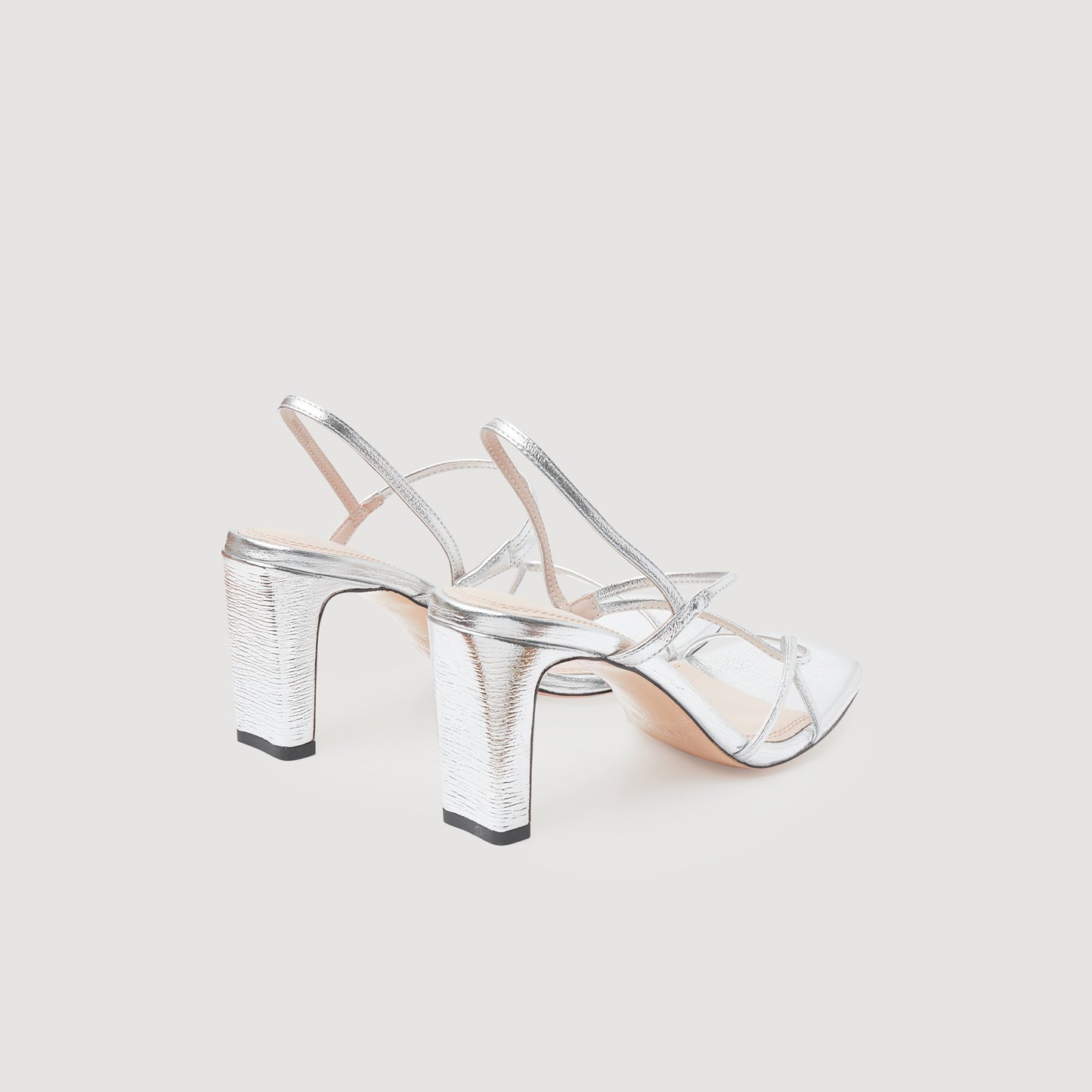 Fayesilver Leather Sandals With A Wide Heel Silver