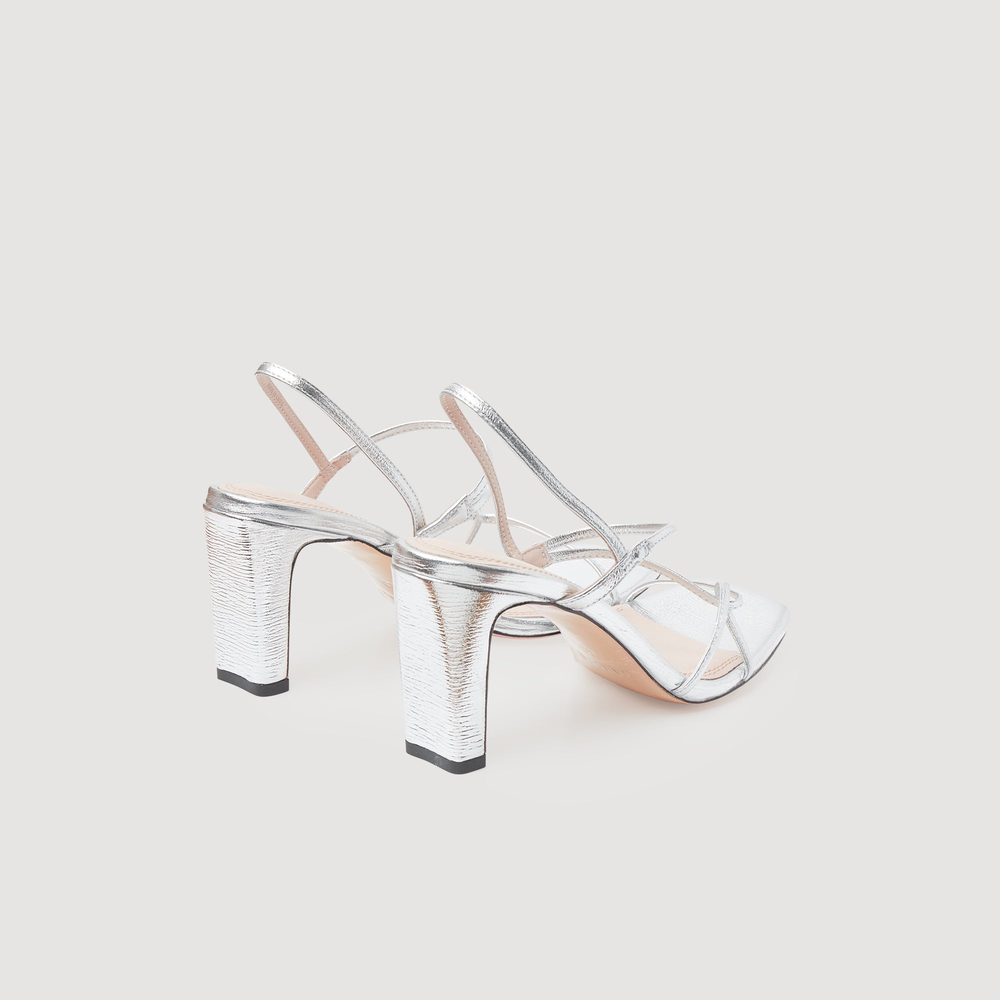 Fayesilver Leather Sandals With A Wide Heel Silver