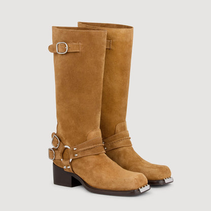 Camden Leather Buckle Boots Camel